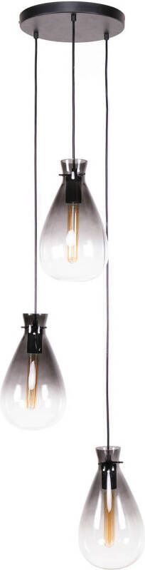 Dimehouse Industriële Hanglamp Veronica Smokey Glass 3-Lichts Getrapt