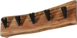 Dimehouse Kapstok Industrieel Massief Hout 5 Haken Acaciahout