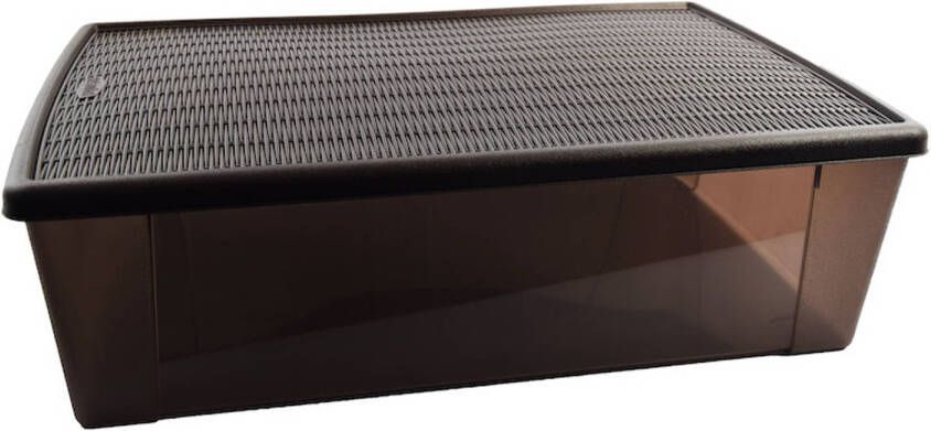 Merkloos Opbergbox onderbedbox 32 liter chocolate bruin- 59 cm x 39 cm x17 cm hoog