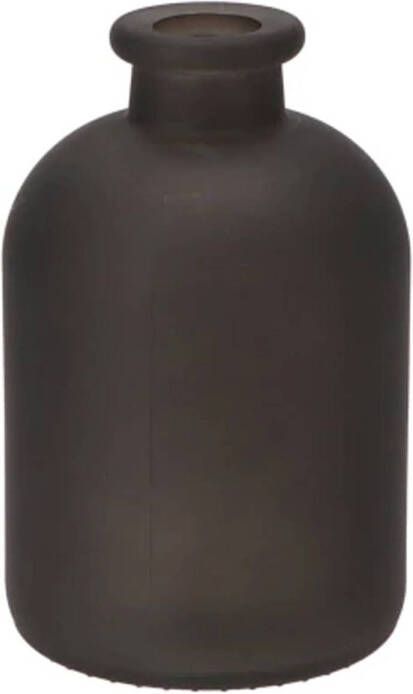 DK Design Bloemenvaas fles model helder gekleurd glas mat zwart D11 x H17 cm Vazen