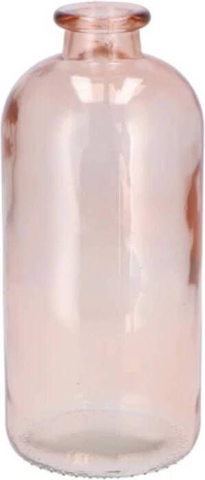DK Design Bloemenvaas fles model helder gekleurd glas perzik roze D11 x H25 cm Vazen