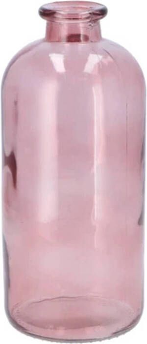 DK Design Bloemenvaas fles model helder gekleurd glas zacht roze D11 x H25 cm Vazen