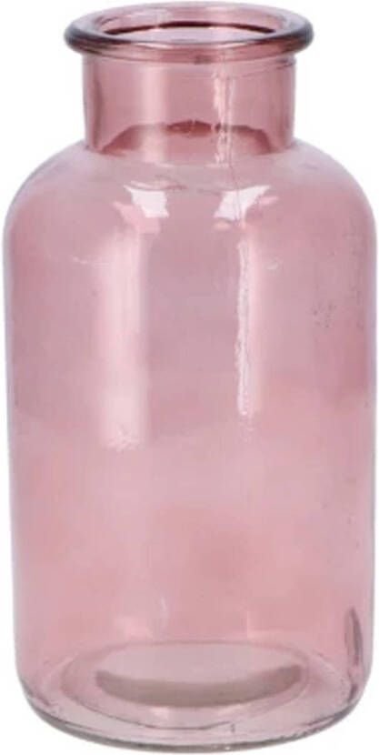 DK Design Bloemenvaas melkbus fles helder glas oudroze D10 x H20 cm Vazen
