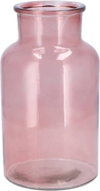 DK Design Bloemenvaas melkbus fles helder glas oudroze D15 x H26 cm Vazen