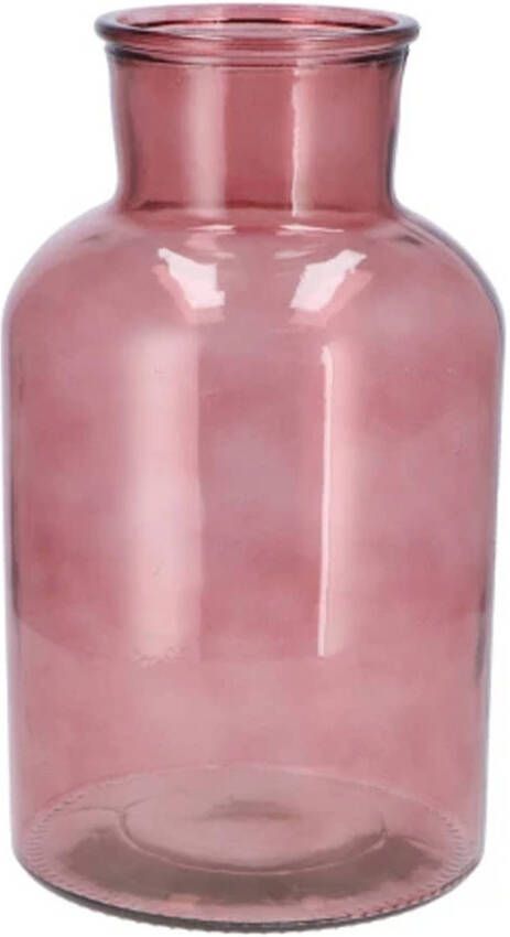 DK Design Bloemenvaas melkbus fles helder glas oudroze D17 x H30 cm Vazen