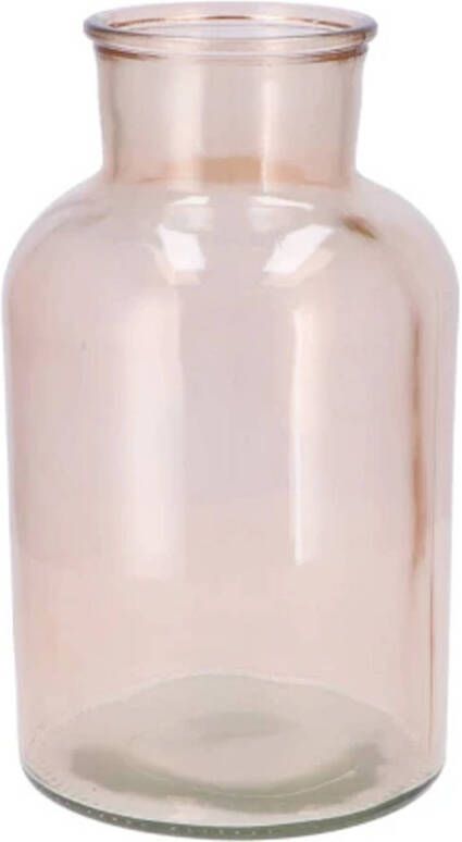 DK Design Bloemenvaas melkbus fles helder glas zachtroze D17 x H30 cm Vazen