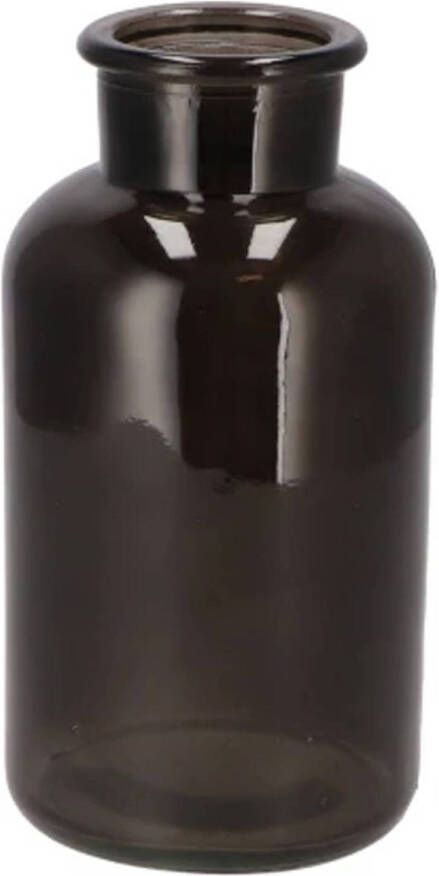DK Design Bloemenvaas melkbus fles helder glas zwart D10 x H20 cm Vazen