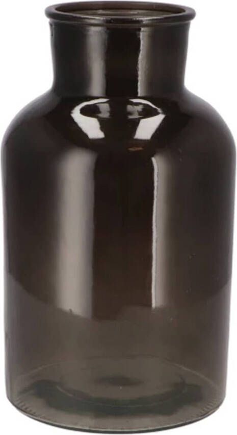 DK Design Bloemenvaas melkbus fles helder glas zwart D17 x H30 cm Vazen