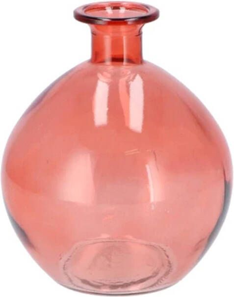 DK Design Bloemenvaas rond model helder gekleurd glas koraal roze D13 x H15 cm Vazen