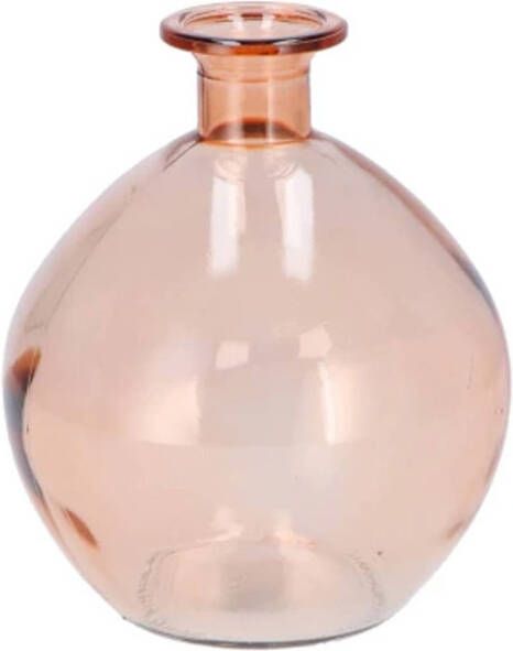 DK Design Bloemenvaas rond model helder gekleurd glas perzik roze D13 x H15 cm Vazen