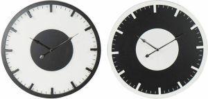 DKD Home Decor Muurklok 50 x 3 5 x 50 cm Zwart Wit Vintage Hout MDF (2 Stuks)