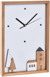 DKD Home Decor Muurklok Hout Bruin Wit 20 x 4 x 30 cm Huizen Stads