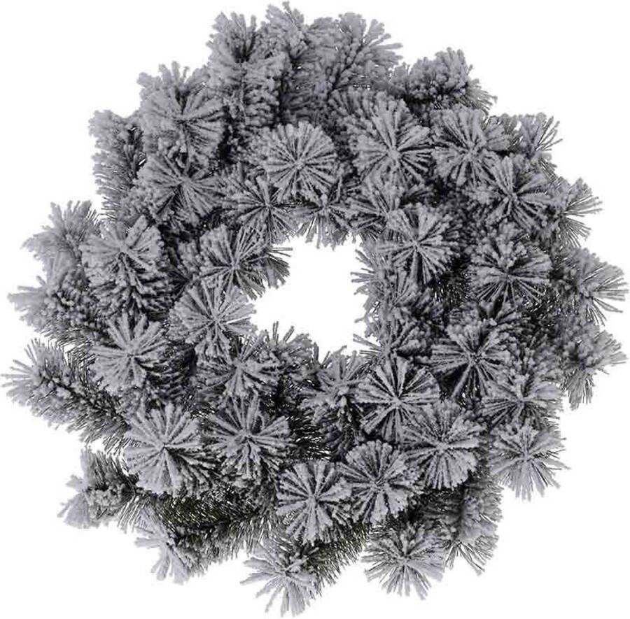 Merkloos Kerstkrans groen met sneeuw 40 cm