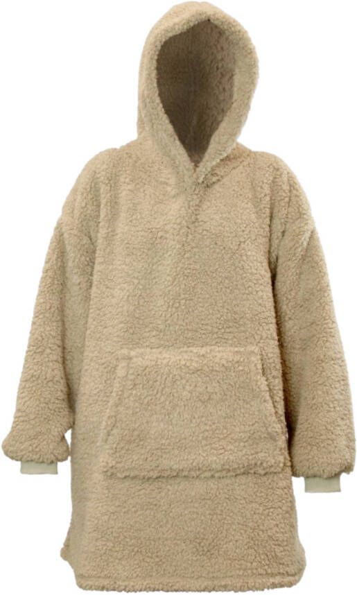 Droomtextiel Hoodie Oversized hoodie Teddy Stof Deken met Mouwen Chateau Grijs One Size Super Zacht