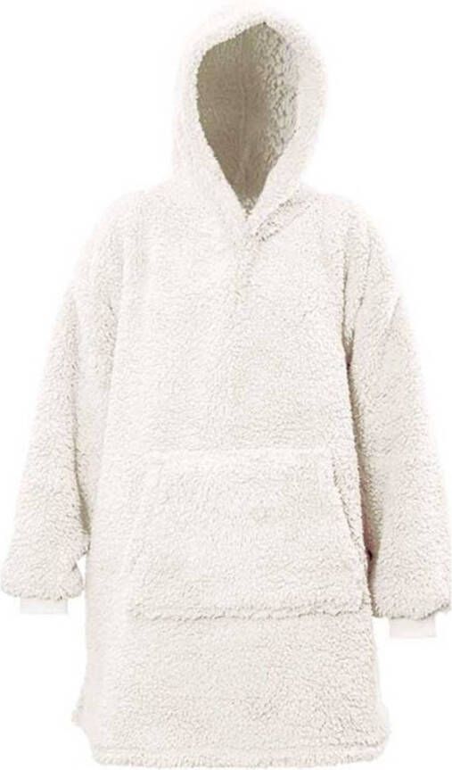 Droomtextiel Hoodie Oversized hoodie Teddy Stof Deken met Mouwen Off White One Size Super Zacht