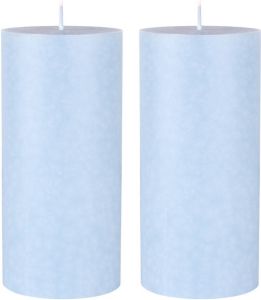 Duni 2x Stuks Lichtblauwe Cilinderkaarsen Stompkaarsen 15 X 7 Cm 50 Branduren Lichtblauw Stompkaarsen