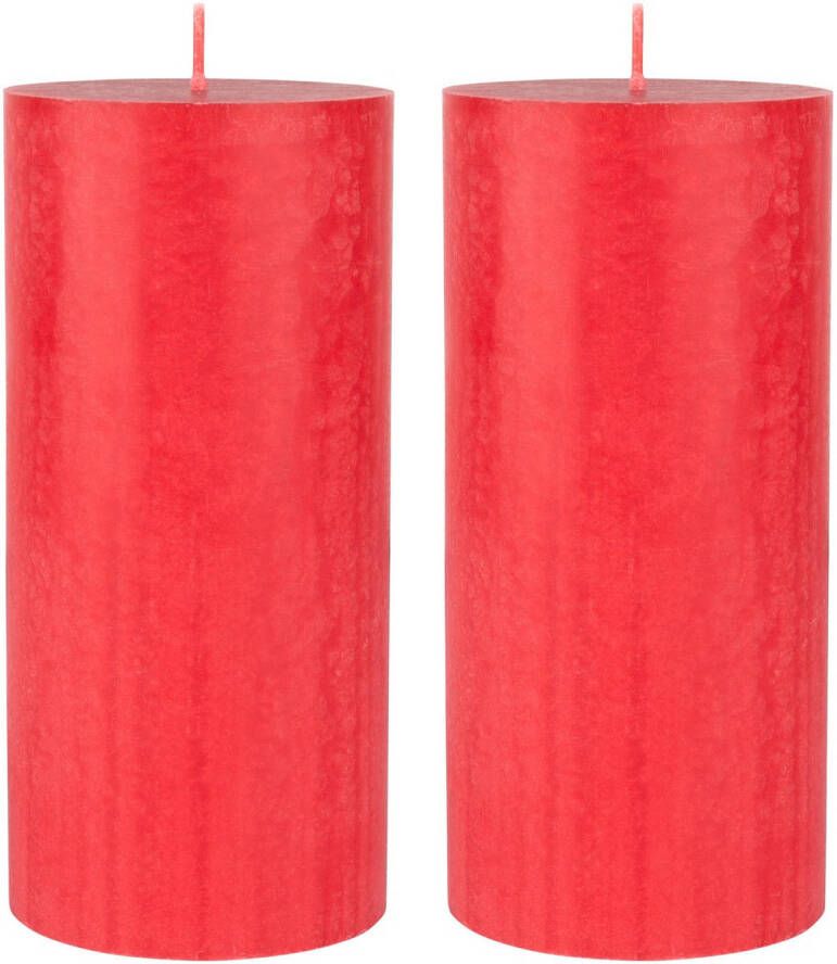 Duni 2x stuks rode cilinder kaarsen stompkaarsen 15 x 7 cm 50 branduren sfeerkaarsen rood Stompkaarsen