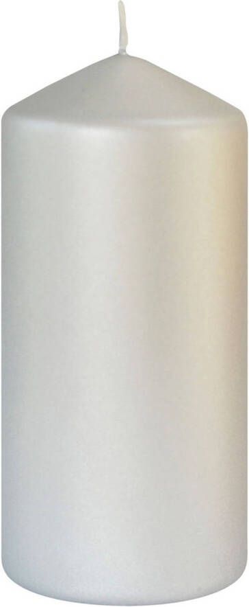 Duni Zilveren cilinderkaarsen stompkaarsen 15 x 7 cm 52 branduren geurloze kaarsen mat zilver Stompkaarsen