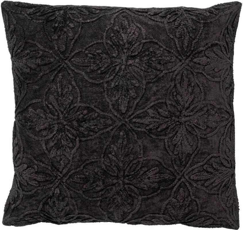 Dutch Decor AMAR Kussenhoes 45x45 cm 100% katoen bloemen design Raven zwart