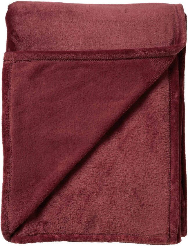 Dutch Decor CHARLIE Plaid 200x220 cm extra grote fleece deken effen kleur Merlot rood bordeaux