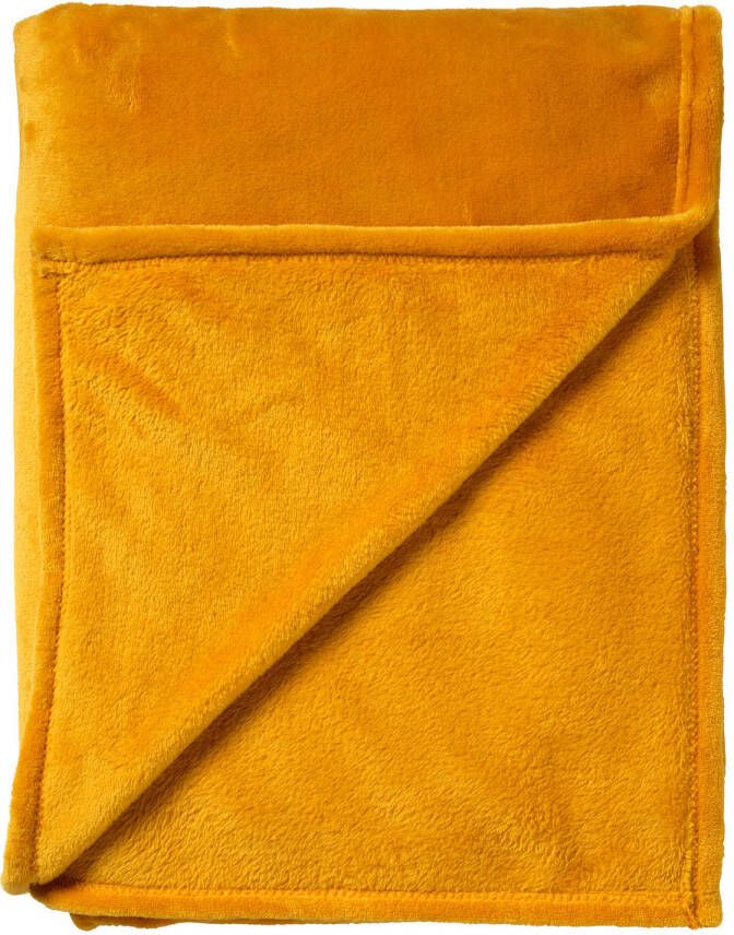 Dutch Decor CHARLIE Plaid 200x220 cm extra grote fleece deken effen kleur Golden Glow geel