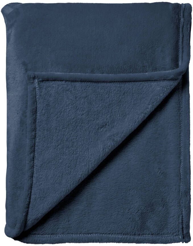 Dutch Decor CHARLIE Plaid 200x220 cm extra grote fleece deken effen kleur Insignia Blue blauw