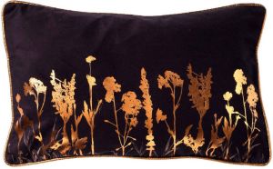 Dutch Decor DALI Sierkussen met bloemenpatroon 30x50 cm Raven zwart
