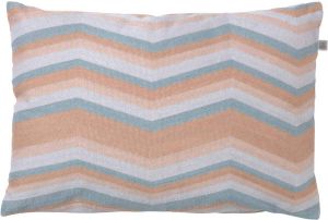 Dutch Decor FIEN Sierkussen 40x60 cm lichtgrijs roze- blauw pasteltint streepjes
