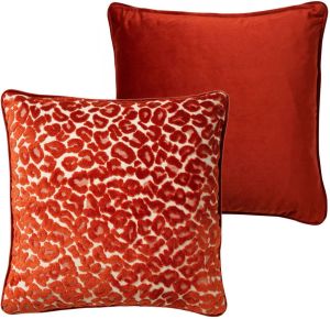 Dutch Decor LEONA Sierkussen velvet 45x45 cm oranje potters clay panterprint