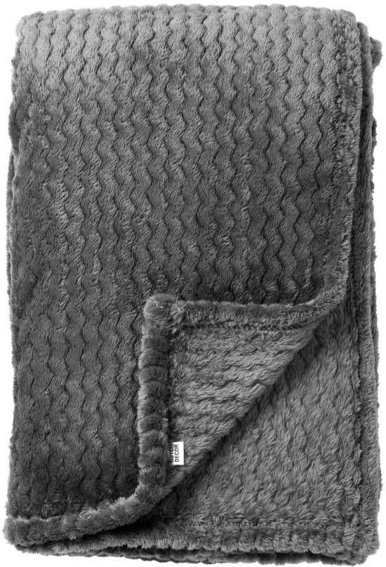 Dutch Decor MARA Plaid 150x200 cm superzachte deken met zigzagpatroon Charcoal Gray antraciet