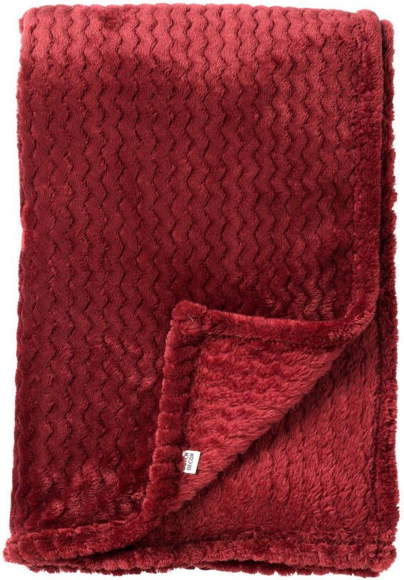 Dutch Decor MARA Plaid 150x200 cm superzachte deken met zigzagpatroon Merlot rood bordeaux