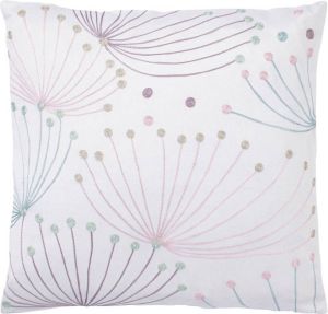Dutch Decor MIEKE Sierkussen 45x45 cm roze wit geborduurd dessin pasteltinten