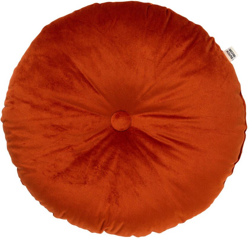 Dutch Decor OLLY Sierkussen rond velvet 40 cm Potters Clay oranje terracotta