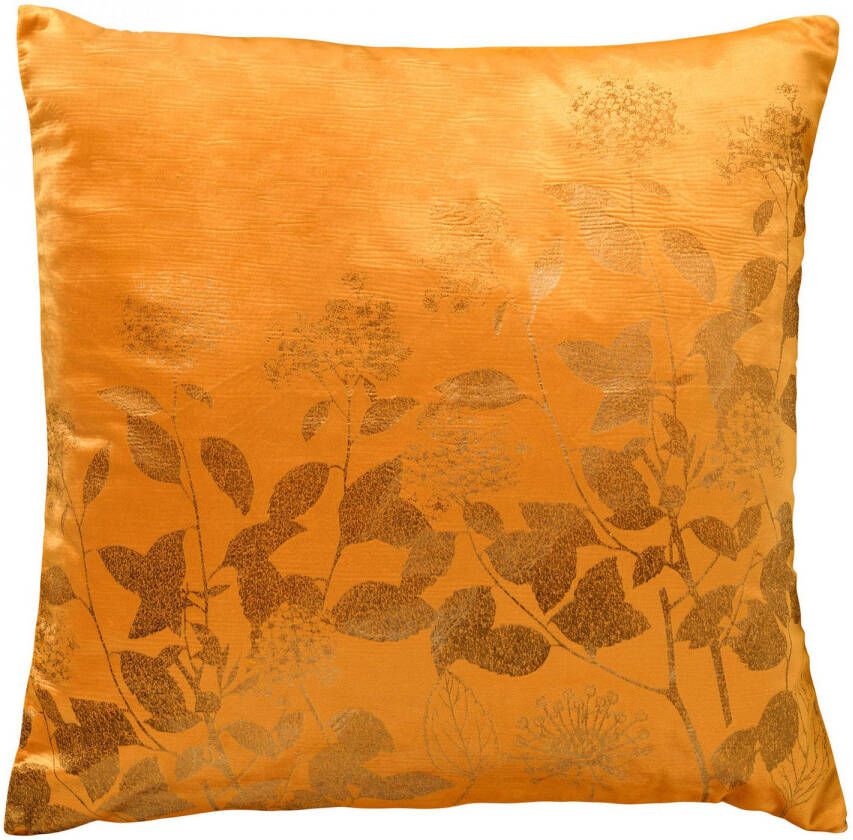 Dutch Decor ROSALIE Kussenhoes velvet 45x45 cm Golden Glow geel bloemen en blaadjes