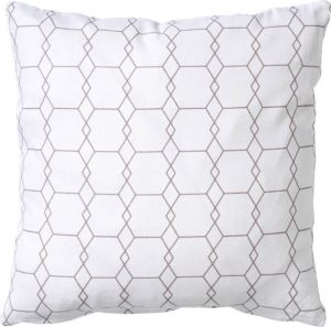 Dutch Decor SQUARE Kussenhoes katoen 45x45 cm wit met taupe grafisch patroon 100% katoen