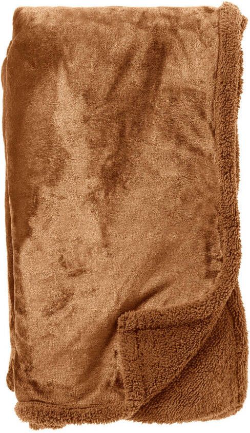 Dutch Decor STANLEY Plaid 150x200 cm fleece deken met teddy en fleece Tobacco Brown bruin