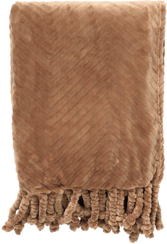 Dutch Decor ZIGGY Plaid van fleece 140x180 cm Tobacco Brown bruin