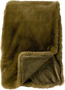 Dutch Decor ZINZI Plaid unikleur 140x180 cm Military Olive groen