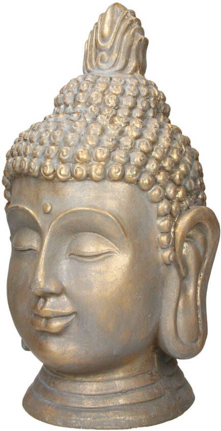 ECD Germany Boeddha-hoofdbeeld 74 5cm in polyresinebrons look voor Yoga
