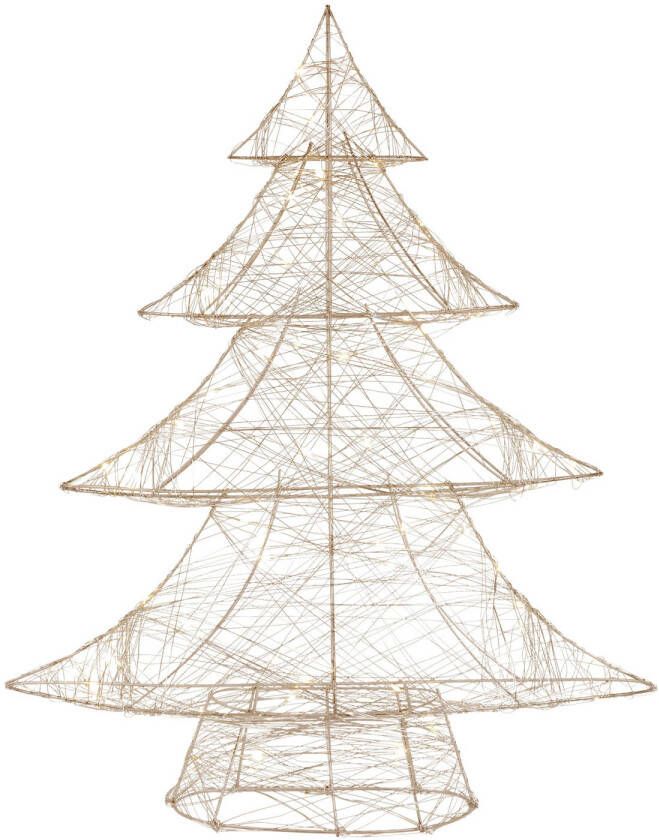 ECD Germany LED-deco kerstboom met 50 warmwitte LED&apos;s 60 cm hoog metaal goud kerstboom met verlichting & timer