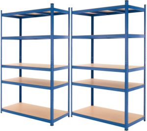 ECD Germany Werkplaatsplank blauw 200x100x50 cm gemaakt van gepoedercoat metaal en MDF-hout tot 350 kg