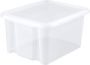 EDA Kunststof opbergbox opbergdoos wit transparant L44 x B36 x H25 cm stapelbaar Voorraad opberg boxen bakken met deksel Opbergbox - Thumbnail 1