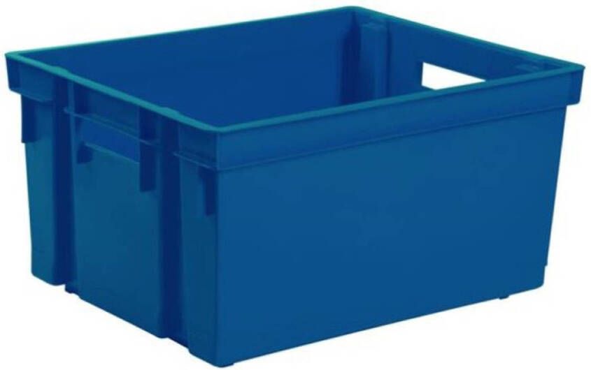 EDA Kunststof opbergkrat stapelbaar donkerblauw L44 x B35 x H24 cm 30 liter Stapelbare kratten Opbergbox