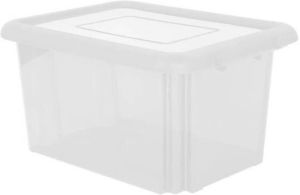 EDA Kunststof opbergbox opbergdoos wit transparant L58 x B44 x H31 cm stapelbaar Voorraad opberg boxen bakken met deksel Opbergbox