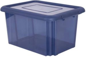 Eda Plastique Kunststof Opbergbox opbergdoos Donkerblauw Transparant L58 X B44 X H31 Cm Stapelbaar Opbergbox