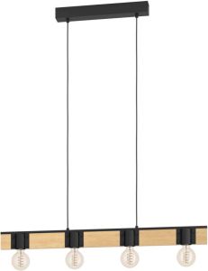 EGLO Bailrigg Hanglamp E27 89 5 cm Zwart Bruin Hout Staal