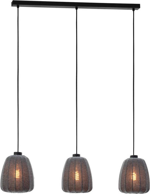 EGLO Barlaston Hanglamp E27 88 cm Zwart|Grijs Textiel