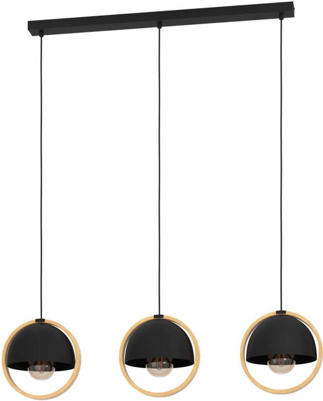 EGLO Callow Hanglamp E27 93 cm Zwart|Bruin Hout|Staal