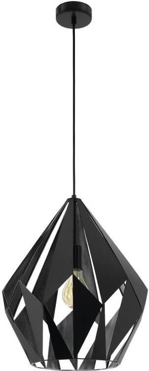 EGLO  Carlton 1 - hanglamp - E27 - 1-lichts - zwart zilverkleurig