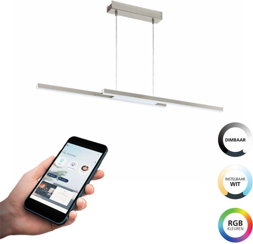 EGLO  connect.z Fraioli-Z Smart Hanglamp - 105 5 cm - Grijs Wit - Instelbaar RGB & wit licht - Dimbaar - Zigbee